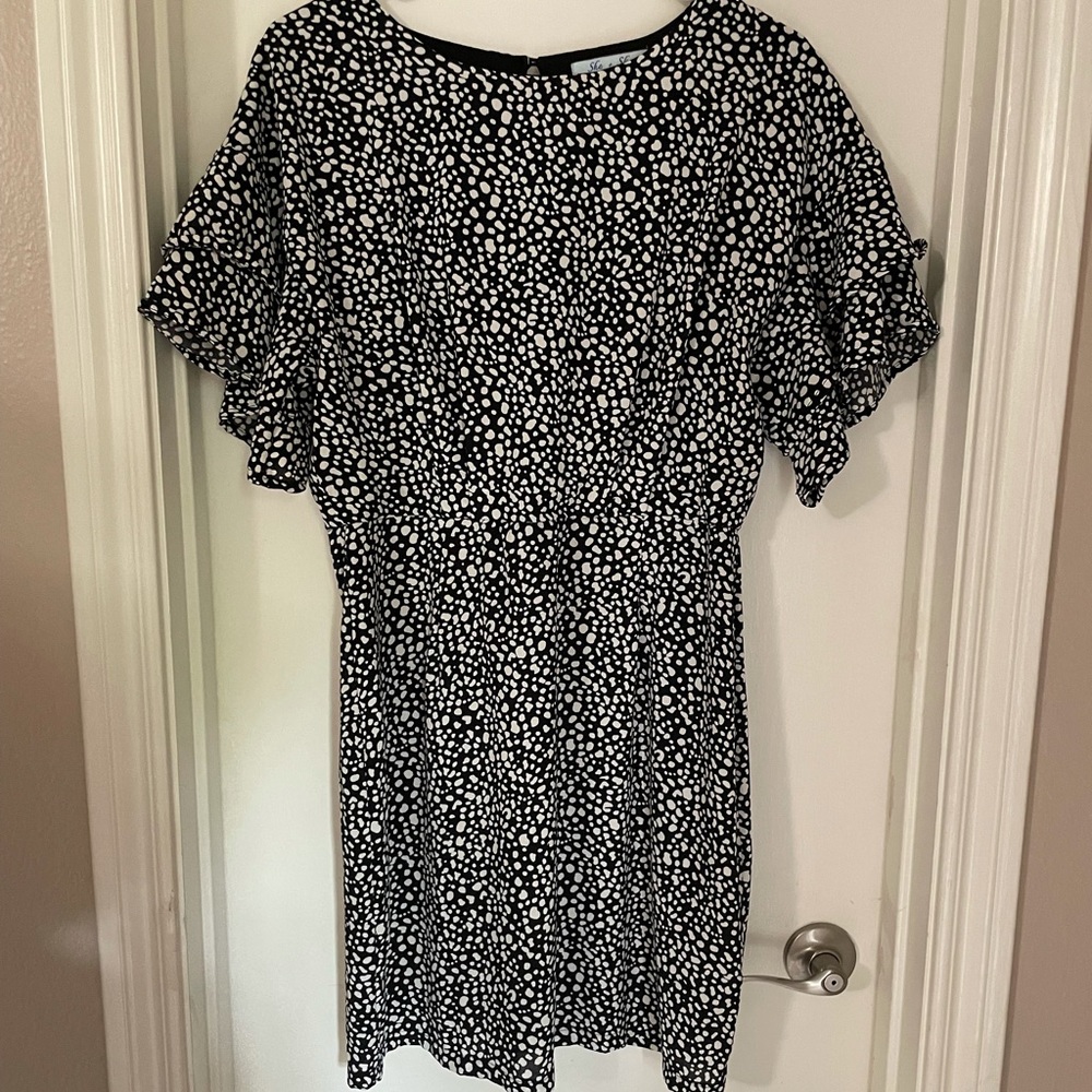 Black and White Ruffle Sleeve dress